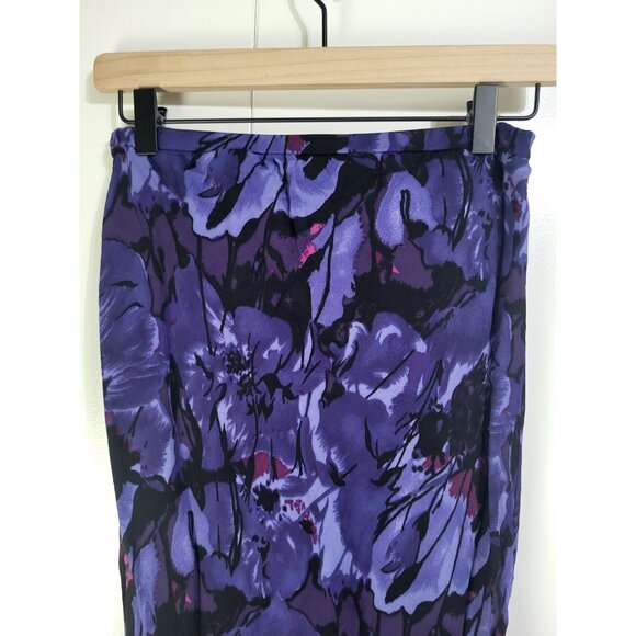Chico's Design VTG SZ 0 Silk Floral Split Hem Pull On Skirt Whimsy Fairy Purple - Picture 4 of 8